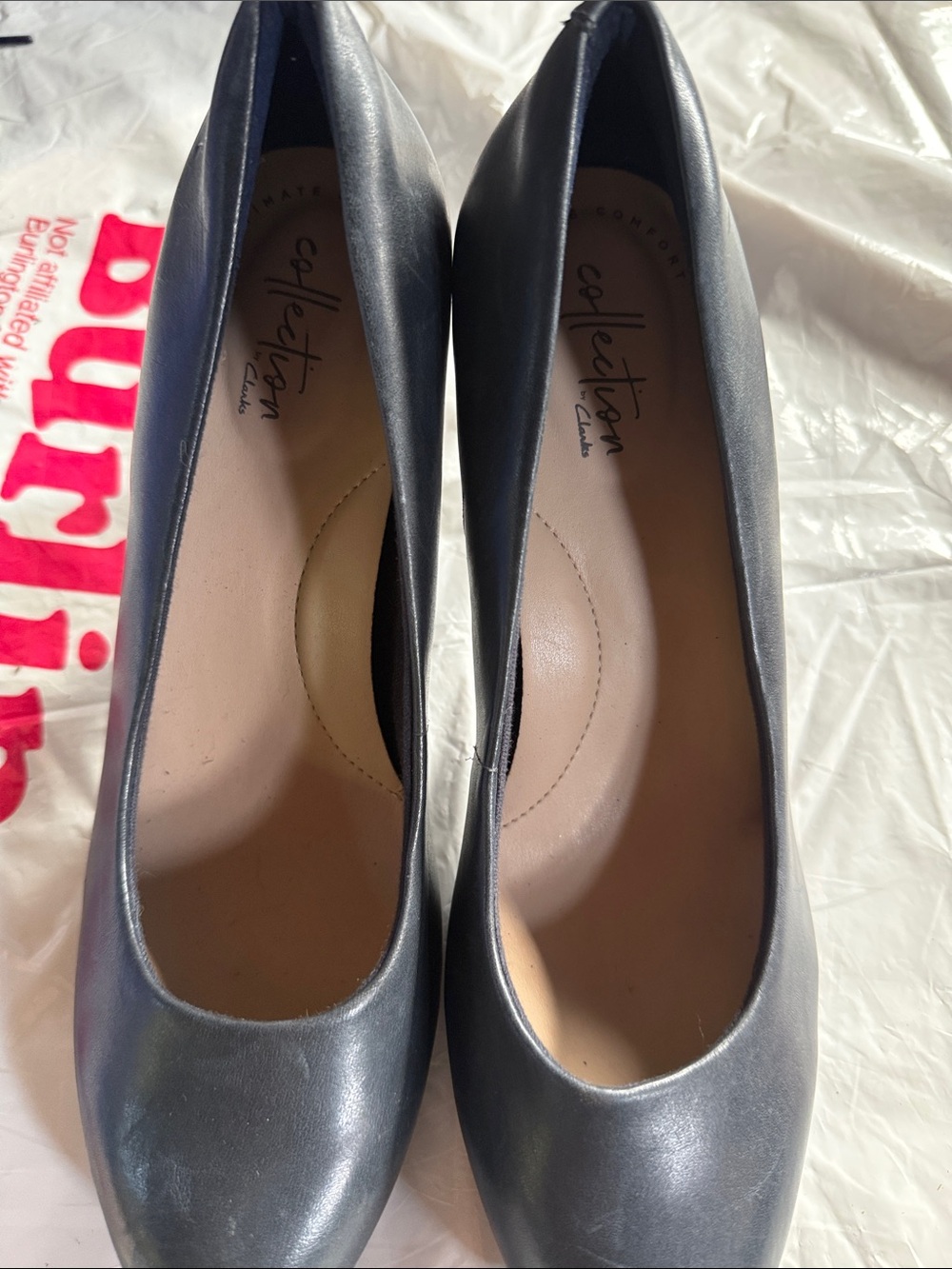 Collection B Slate Blue Leather Round-Toe Pumps